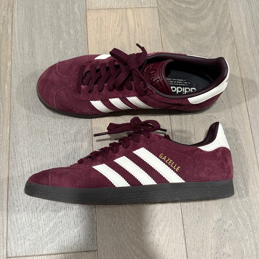 Adidas Gazelle Maroon and White Sneakers